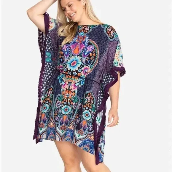 Johnny Was Saba Tunic Swimsuit Cover/Bathing Suit Cover Up Size L - Picture 11 of 11